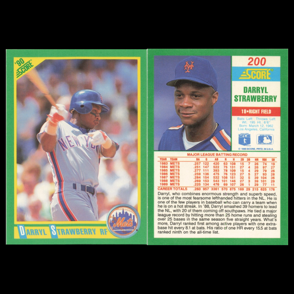 Darryl Strawberry Lot 6 Baseball Cards Score New York Mets Set Collection