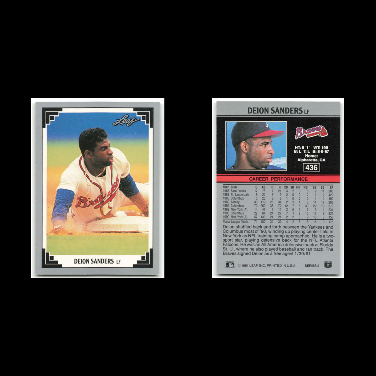 Deion Sanders Lot 7 Baseball Cards Leaf New York Yankees Set Collection RC