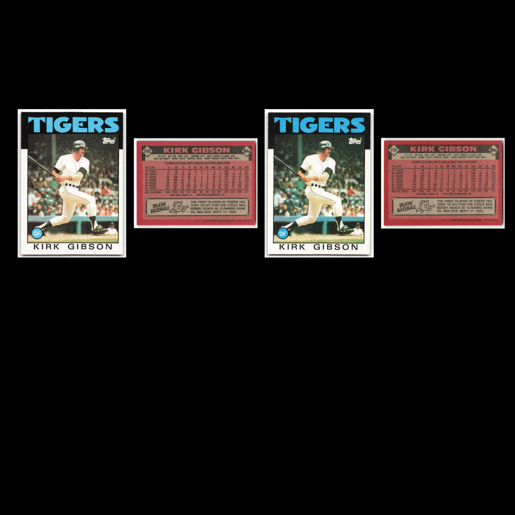 Kirk Gibson Lot 26 Baseball Cards 1986 Topps Detroit Tigers Set Collection MLB