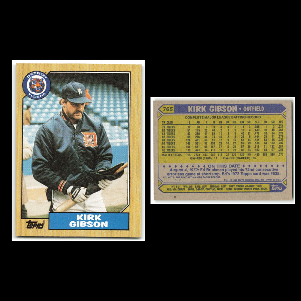 Kirk Gibson Lot 20 Baseball Cards 1987 Topps Detroit Tigers Set Collection MLB