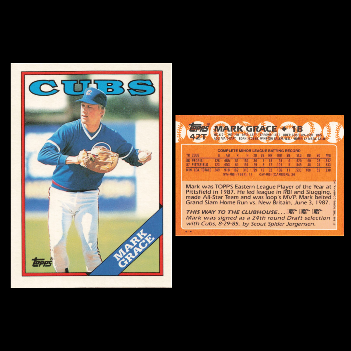 Mark Grace Lot 10 Baseball Cards Topps Chicago Cubs Set Collection MLB NM