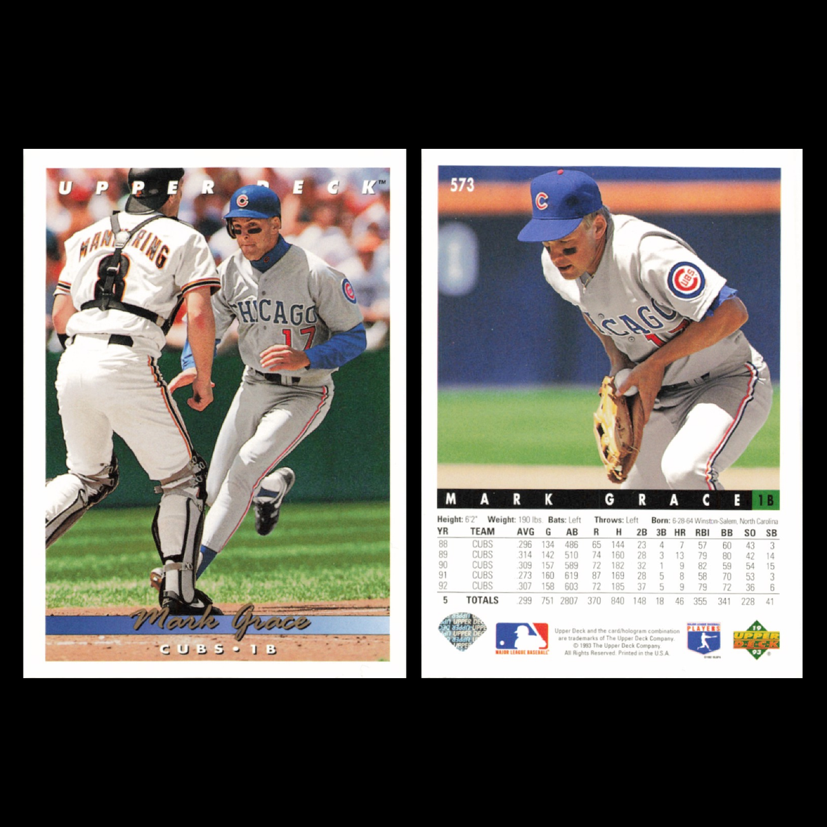 Mark Grace Lot 10 Baseball Cards Topps Chicago Cubs Set Collection MLB NM