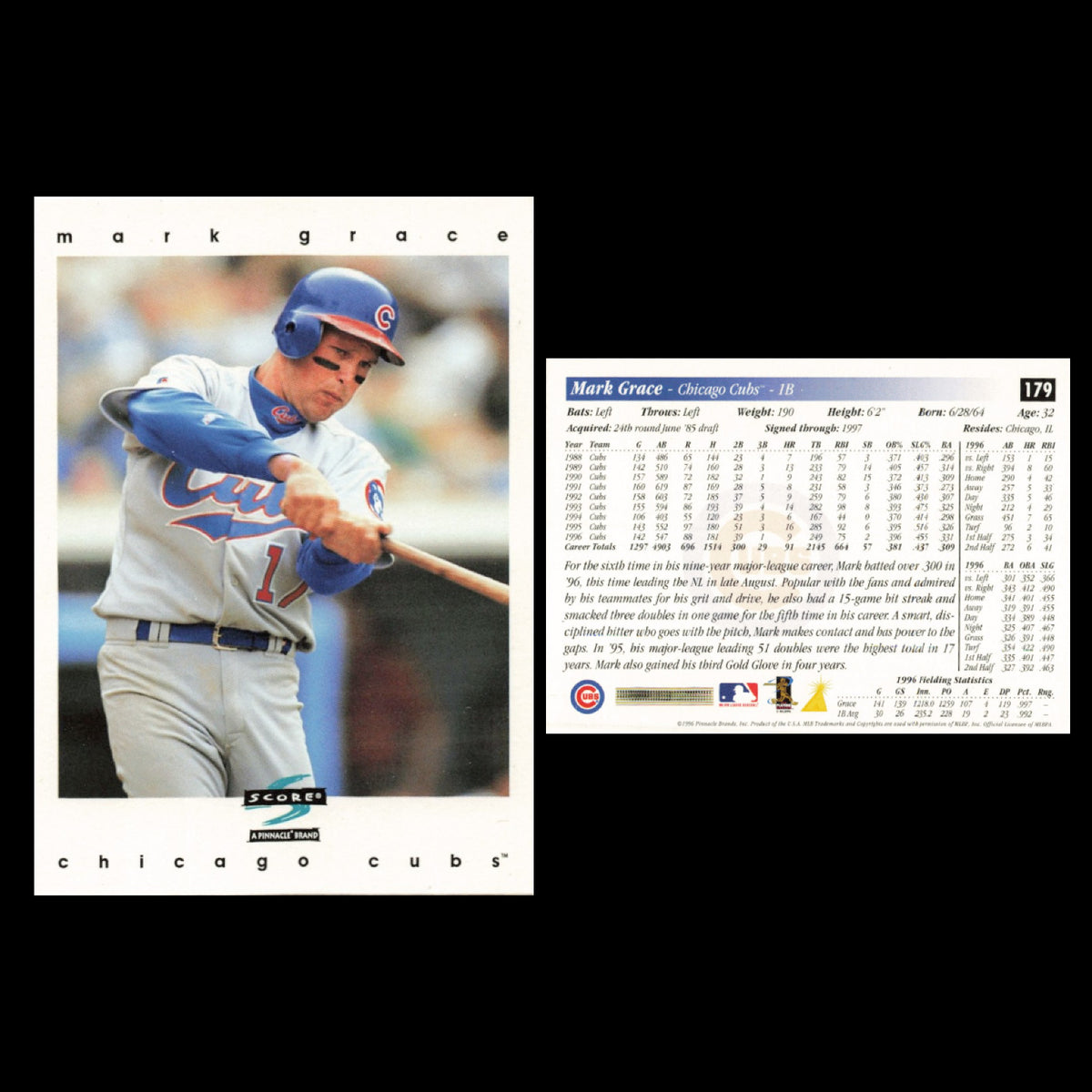 Mark Grace Lot 10 Baseball Cards Donruss Chicago Cubs Set Collection MLB NM