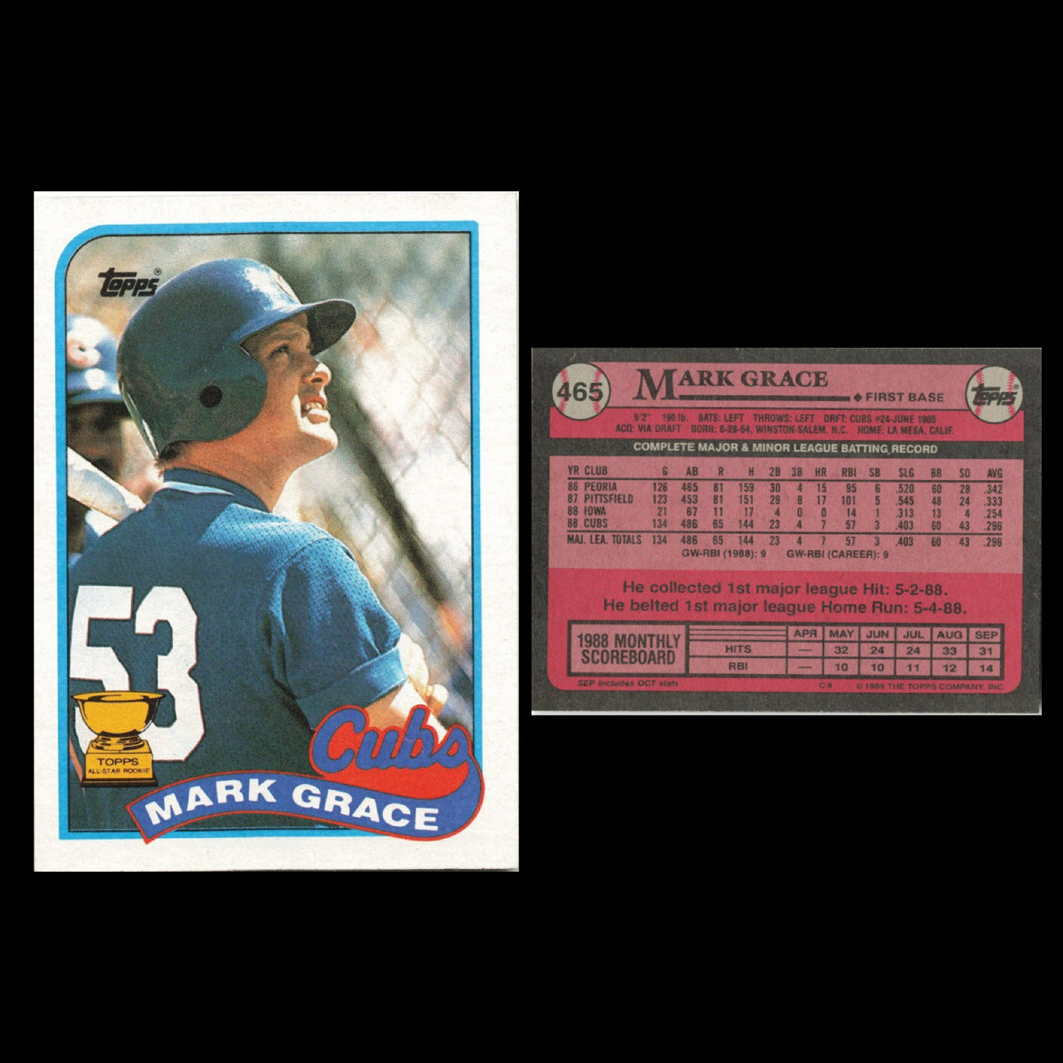 Mark Grace Lot 10 Baseball Cards Donruss Chicago Cubs Set Collection MLB NM