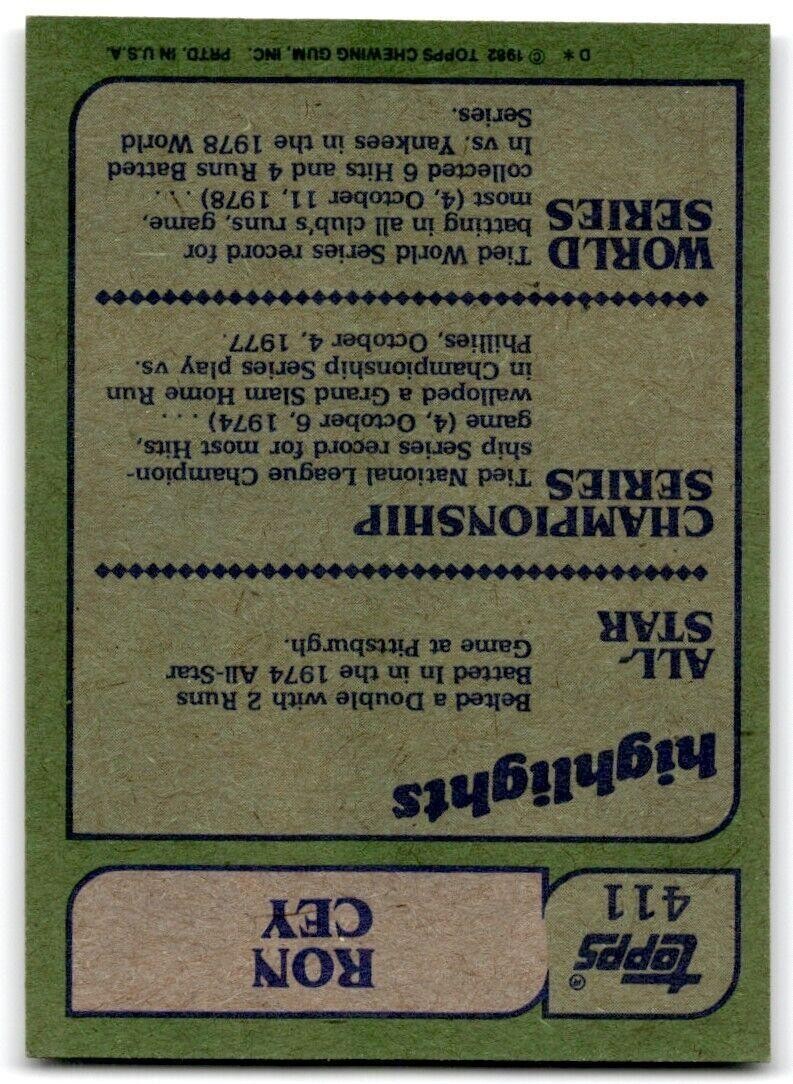 1982 Topps Ron Cey Los Angeles Dodgers #411