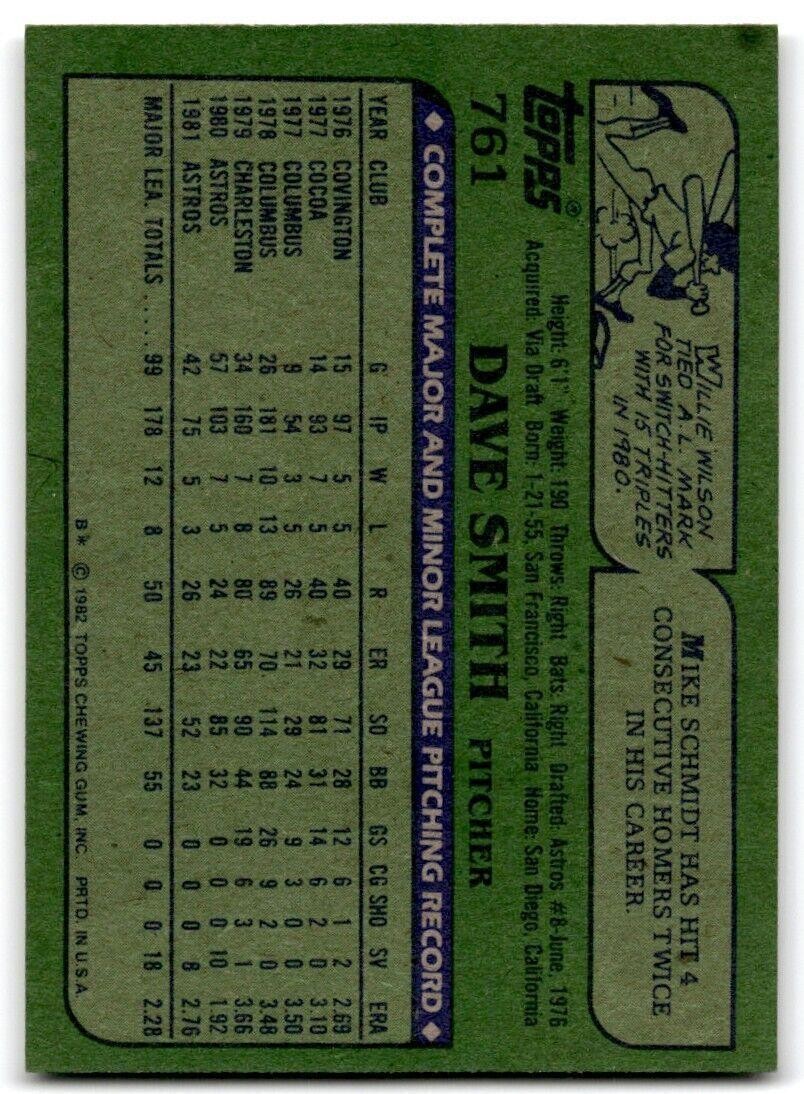 1982 Topps Dave Smith Houston Astros #761