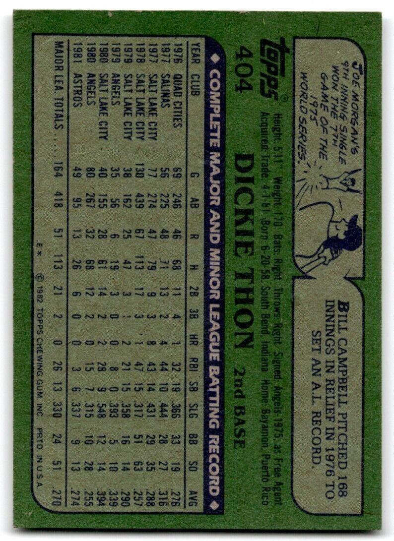 1982 Topps Dickie Thon Houston Astros #404