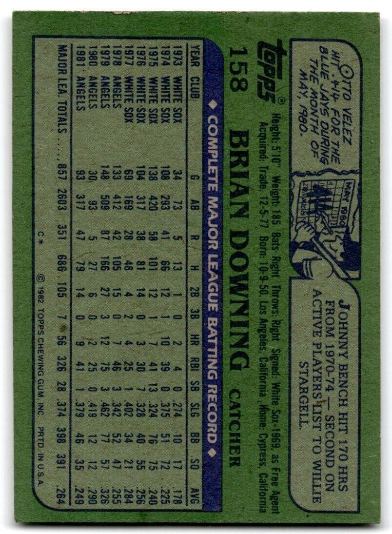 1982 Topps Brian Downing California Angels #158