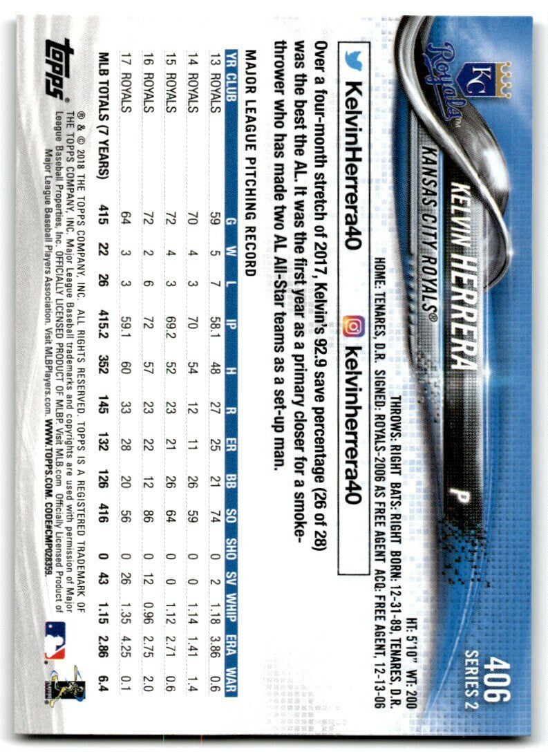 2018 Topps Series 2 Kelvin Herrera .  Kansas City Royals #406