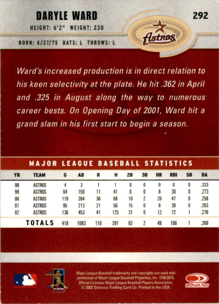 2003 Donruss Daryle Ward Houston Astros #292