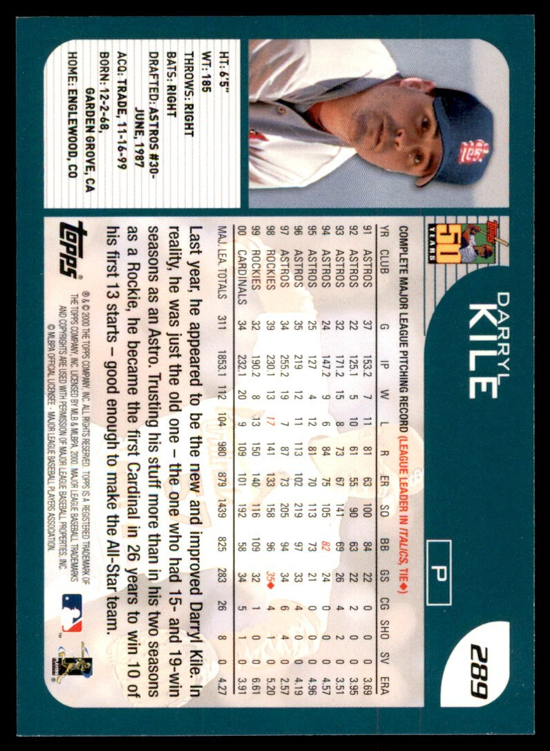2001 Topps Darryl Kile Cardinals #289