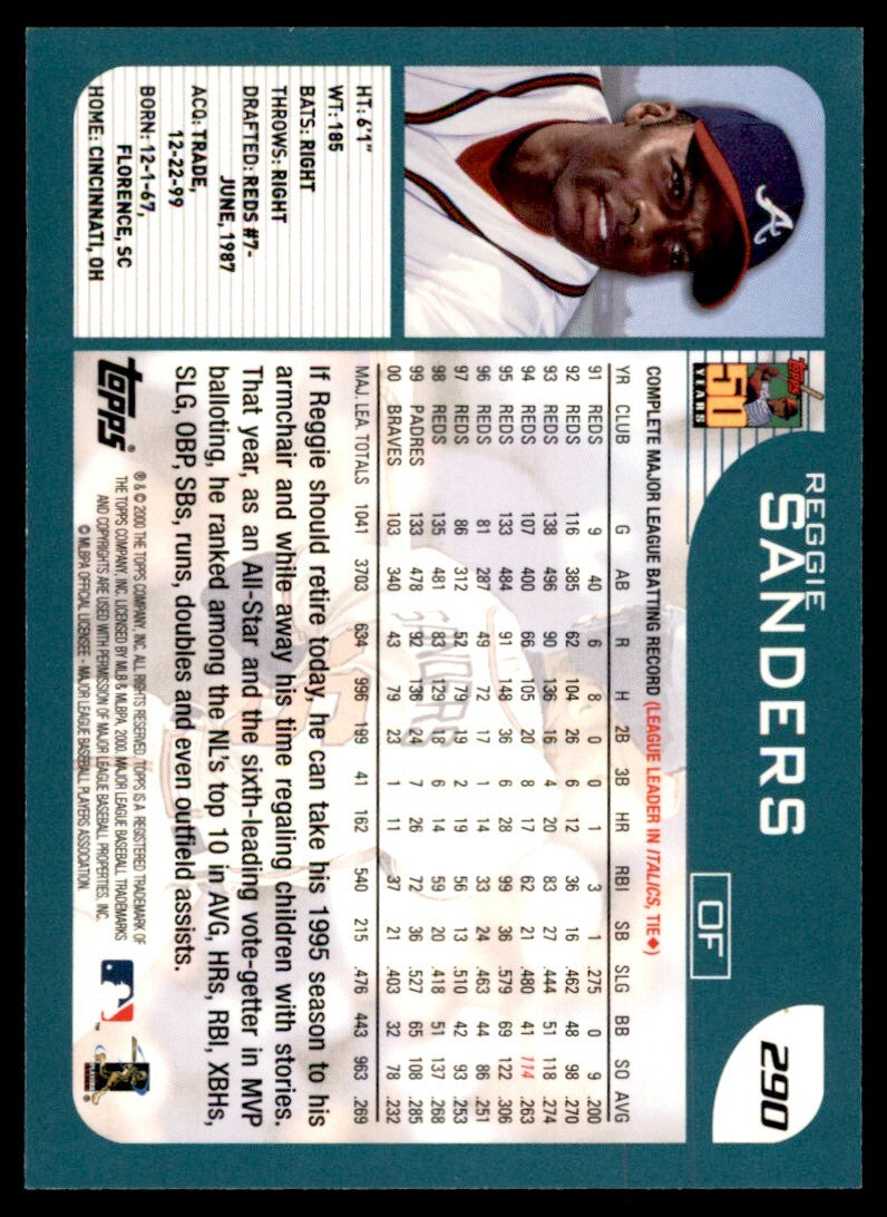 2001 Topps Reggie Sanders Atlanta Braves #290