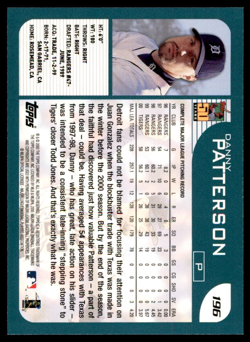 2001 Topps Danny Patterson Detroit Tigers #196