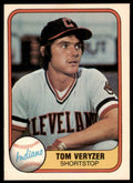 1981 Fleer Tom Veryzer . Cleveland Indians #390