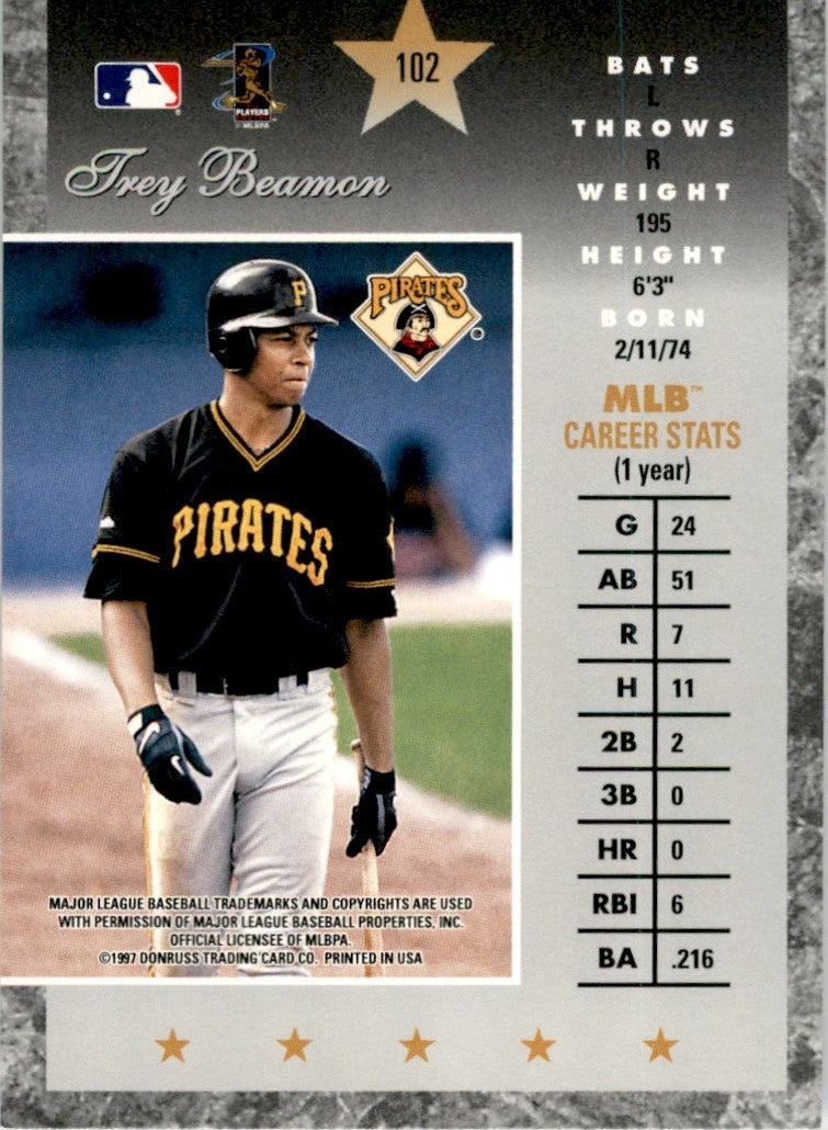 1997 Donruss Elite Trey Beamon . Pittsburgh Pirates #102
