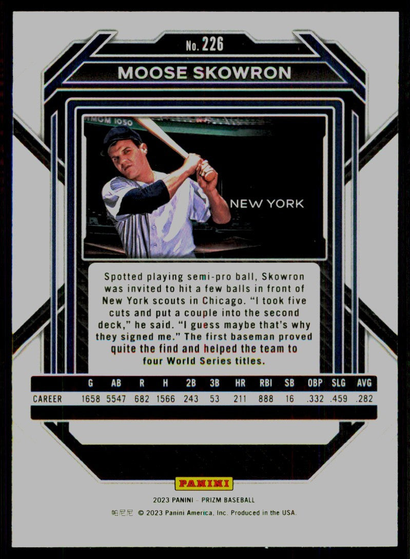 2023 Panini Prizm Baseball Card Moose Skowron New York Yankees #226