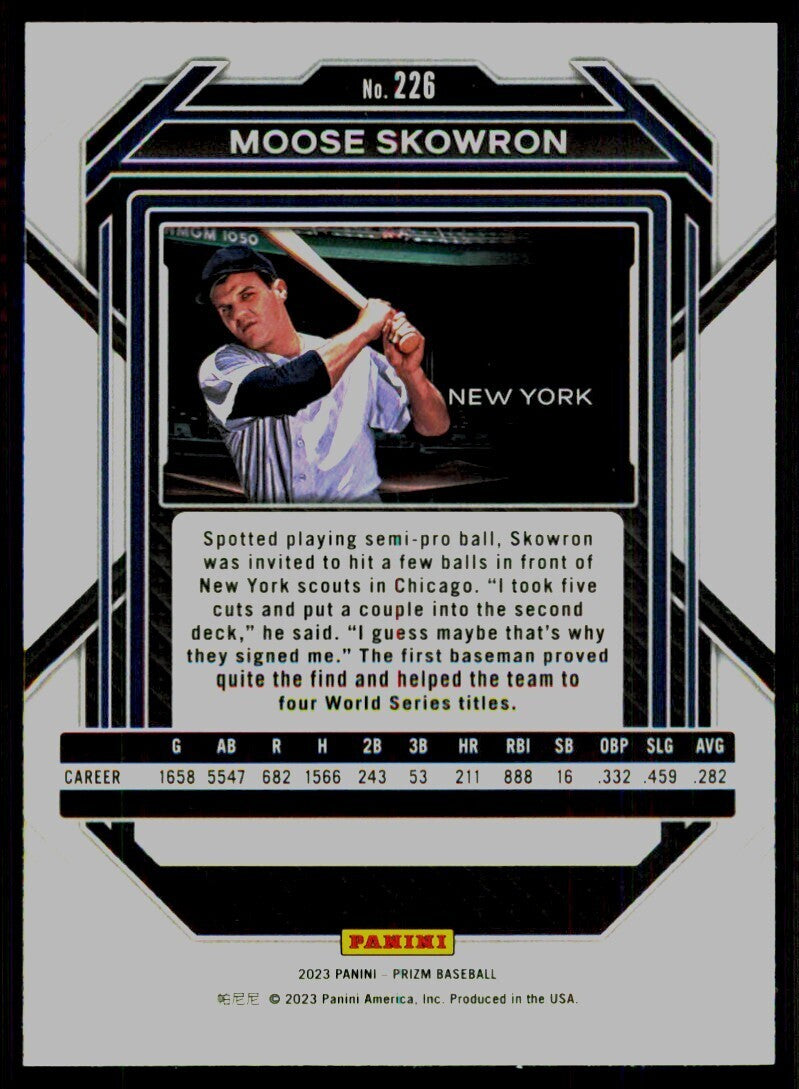 2023 Panini Prizm Baseball Card Moose Skowron New York Yankees #226