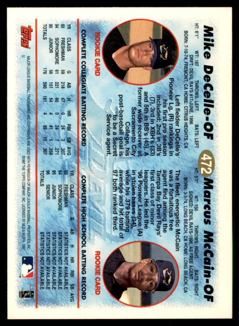 1997 Topps Mike DeCelle/Marcus McCain Baseball Card #472