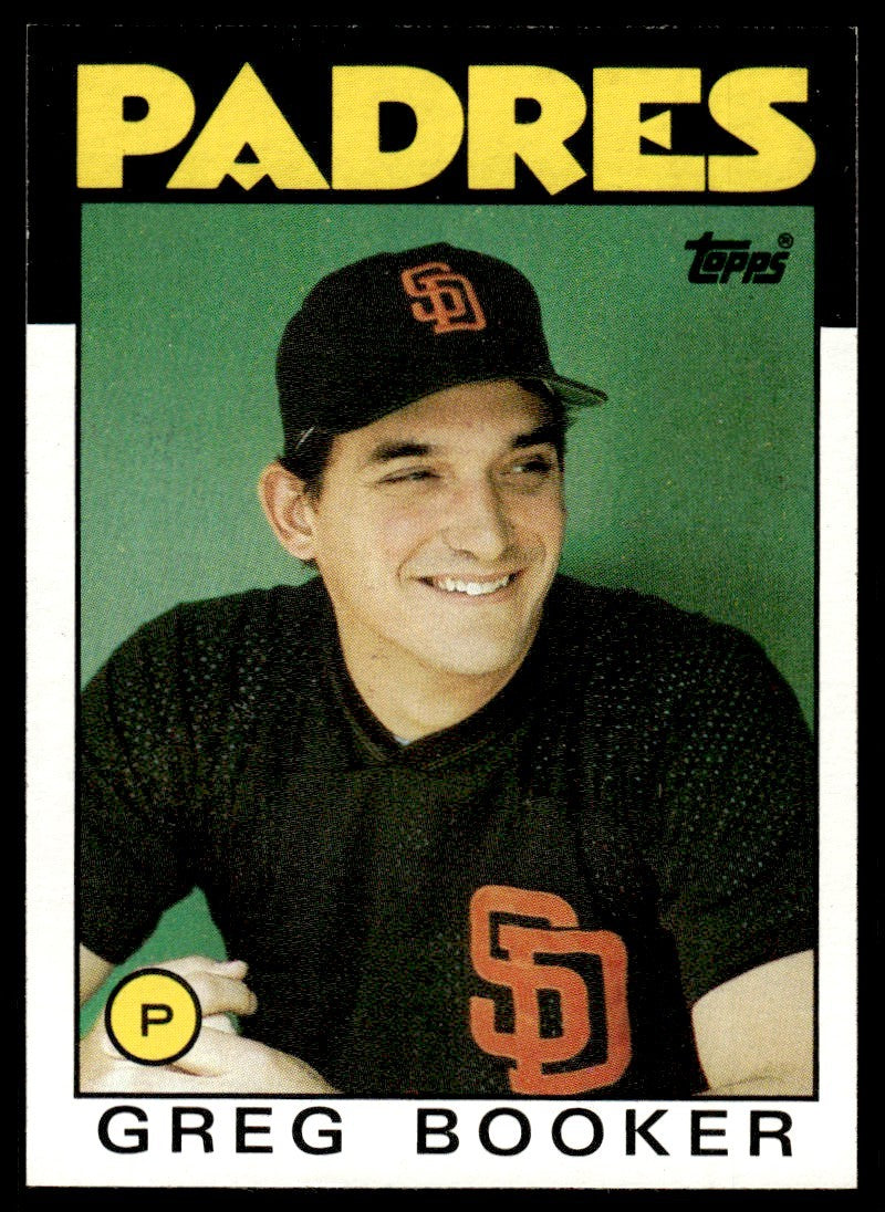 1986 Topps Baseball Card Greg Booker A San Diego Padres #429