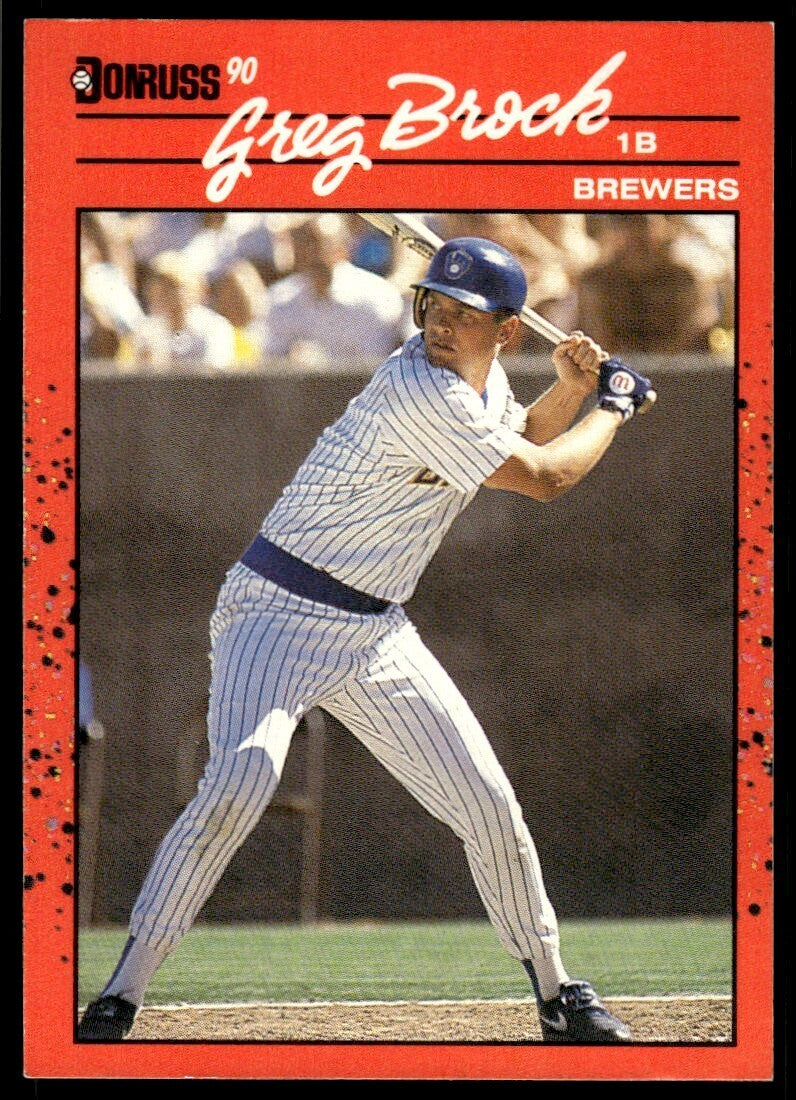 1990 Donruss Baseball Card Greg Brock Milwaukee Brewers #293