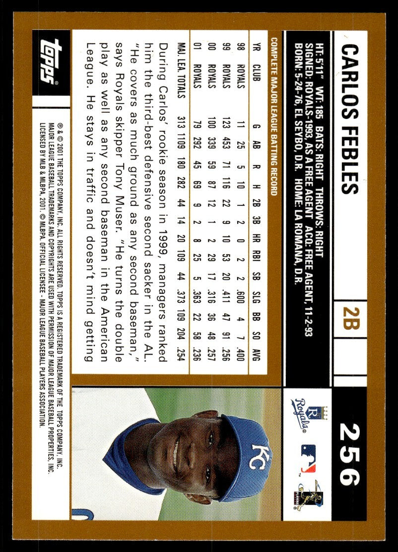 2002 Topps Baseball Card Carlos Febles Kansas City Royals #256