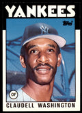 1986 TOPPS TRADED CLAUDELL WASHINGTON . NEW YORK YANKEES #122T