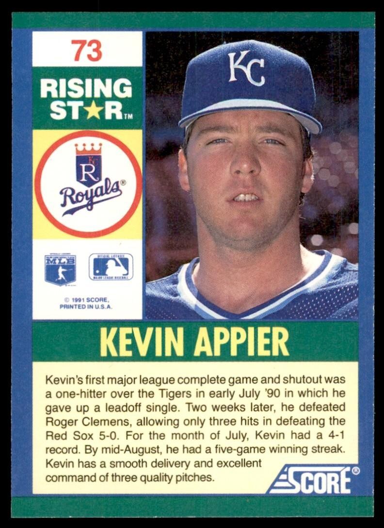 1991 SCORE 100 RISING STARS KEVIN APPIER . KANSAS CITY ROYALS #73