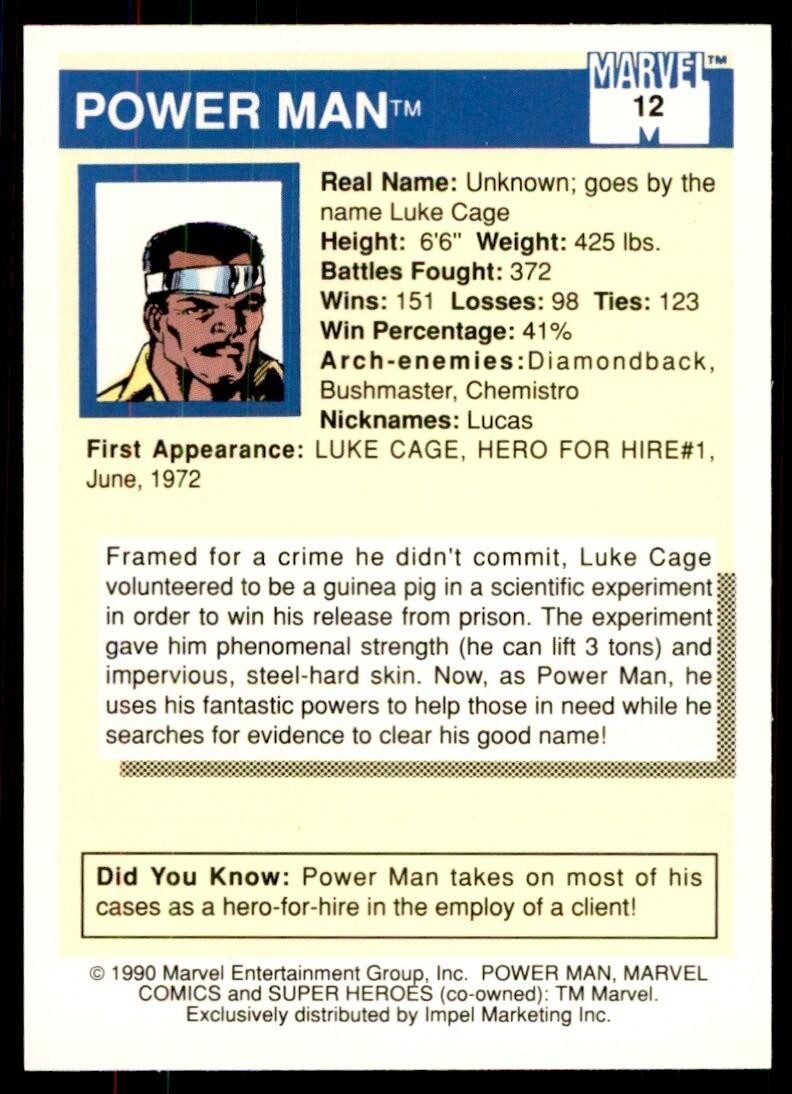 1990 MARVEL COMICS POWER MAN #12