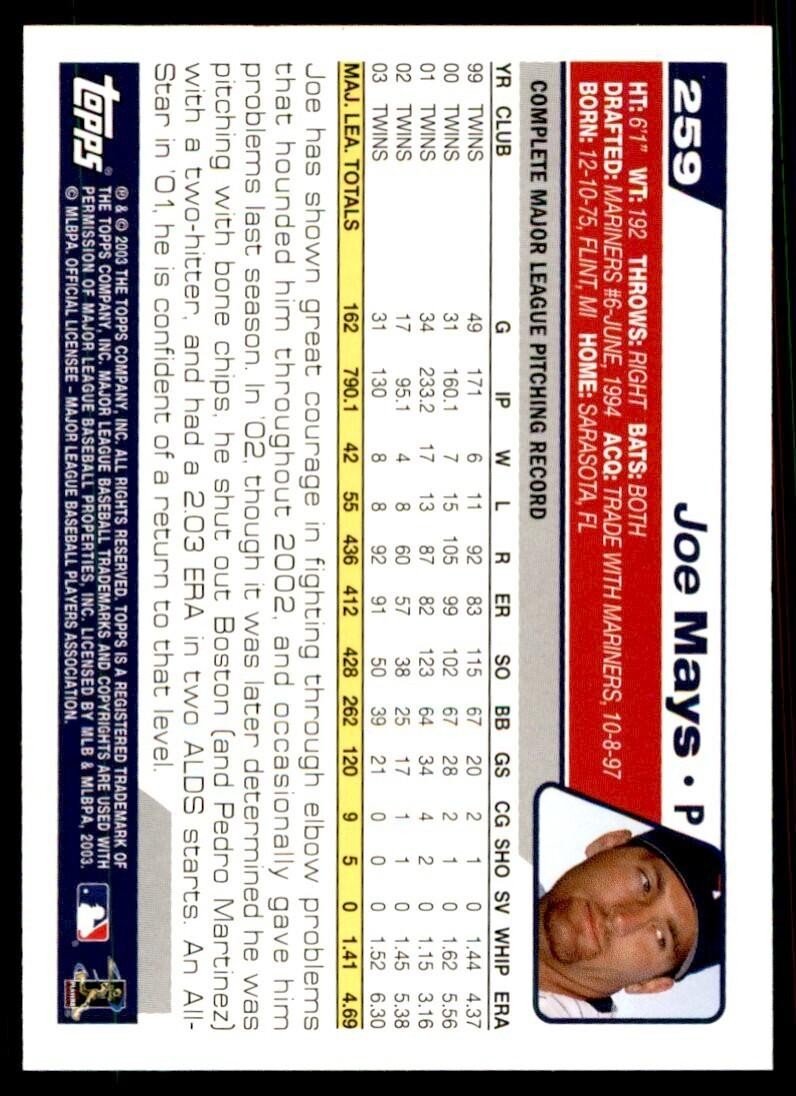2004 TOPPS JOE MAYS MINNESOTA TWINS #259