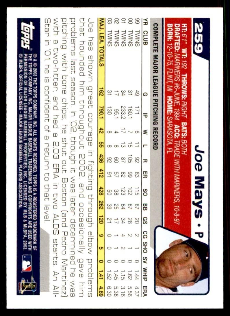 2004 TOPPS JOE MAYS MINNESOTA TWINS #259