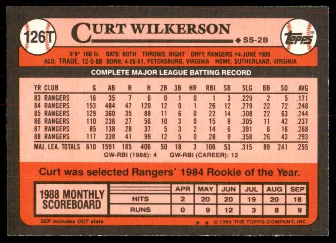 1989 TOPPS TRADED CURT WILKERSON CHICAGO CUBS #126T