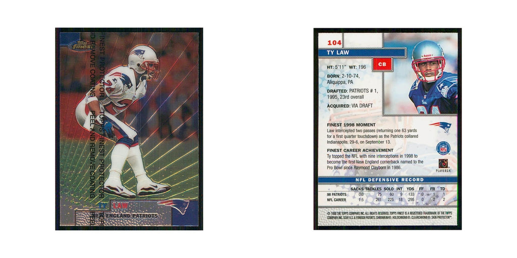 1999 Topps Finest w Coating Ty Law 104