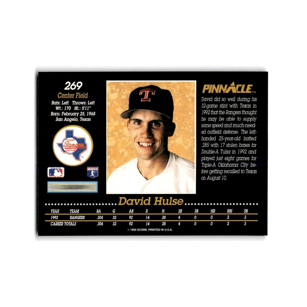 David Hulse Rookie 1993 Pinnacle #269 Texas Rangers Baseball Card NM