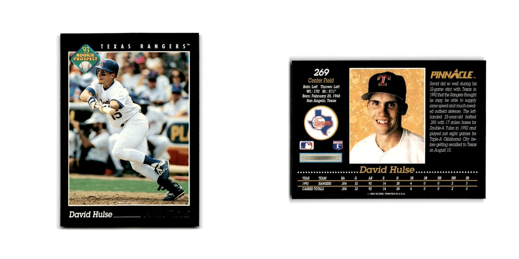 David Hulse Rookie 1993 Pinnacle #269 Texas Rangers Baseball Card NM