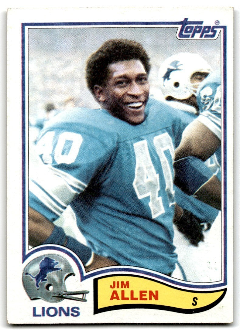 1982 Topps Jim Allen . Detroit Lions #334