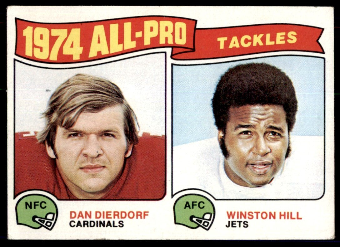 1975 TOPPS DAN DIERDORF/WINSTON HILL . ST. LOUIS CARDINALS/NEW YORK JETS #206