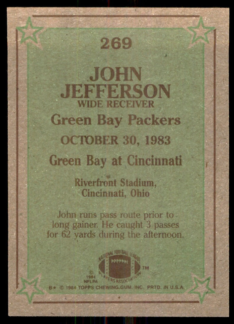 1984 Topps John Jefferson . Green Bay Packers #269