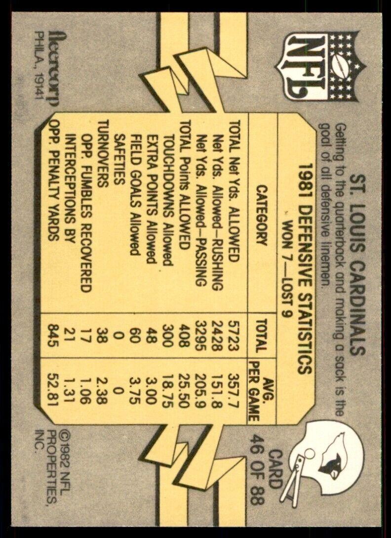 1982 Fleer Football NO PLACE TO GO BUT DOWN . #46