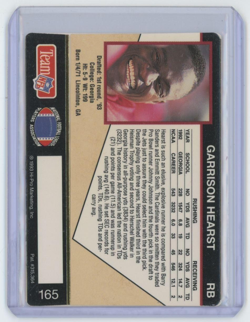 1993 Action Packed Garrison Hearst Rookie Phoenix Cardinals #165