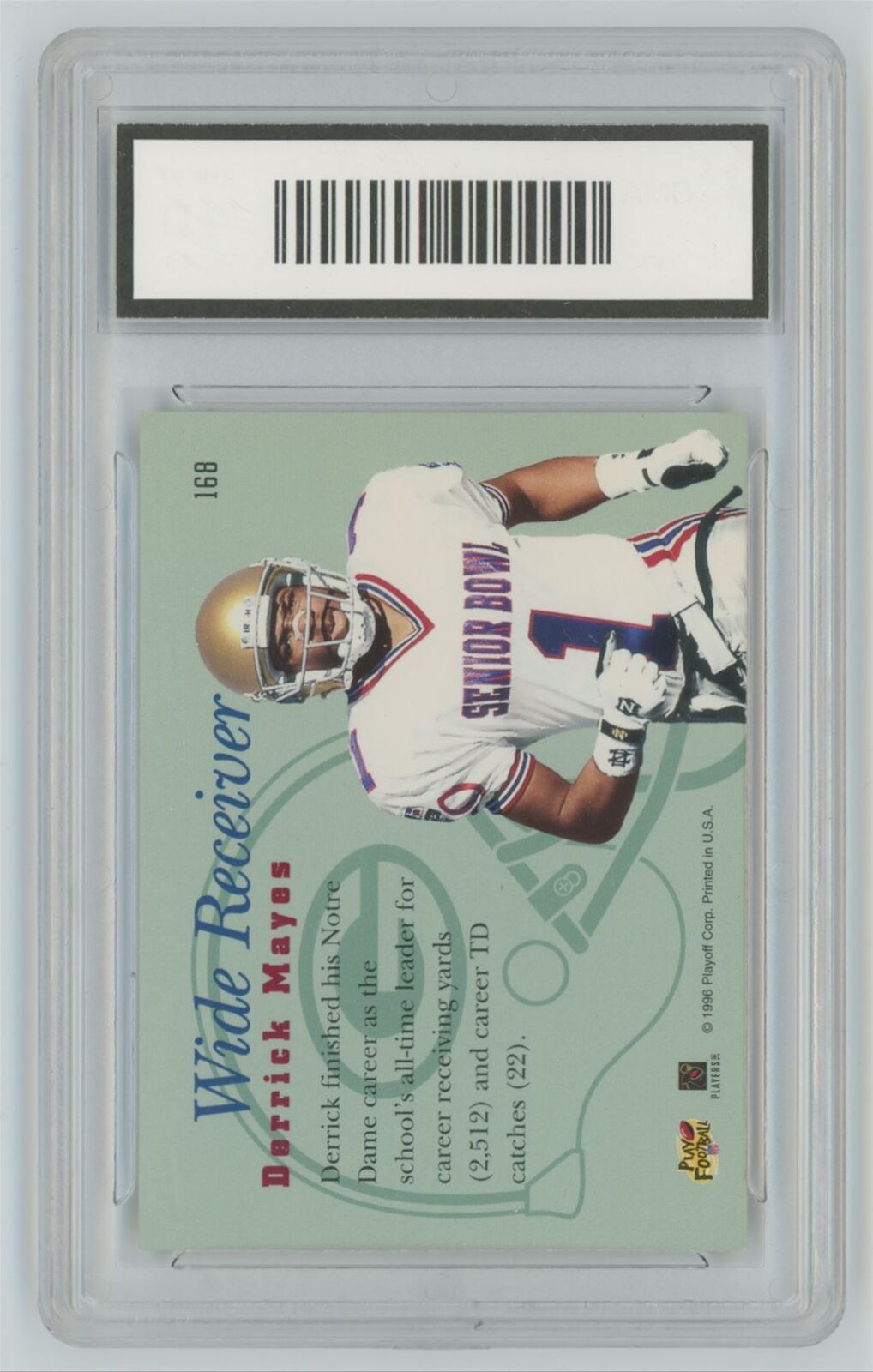 1996 Playoff Prime Derrick Mayes GMA GEM MT 10 Rookie .  #168