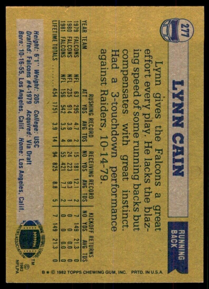 1982 Topps Lynn Cain. Atlanta Falcons #277