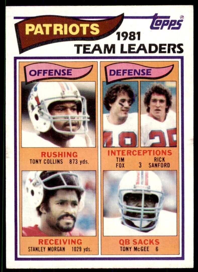 1982 Topps! Tony Collins/Tim Fox/Rick Sanford/Stanley Morgan/Tony McGee New