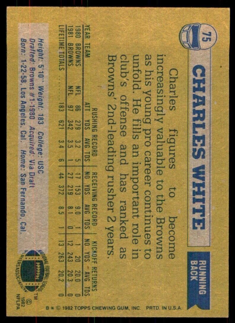 1982 Topps! Charles White Cleveland Browns #75