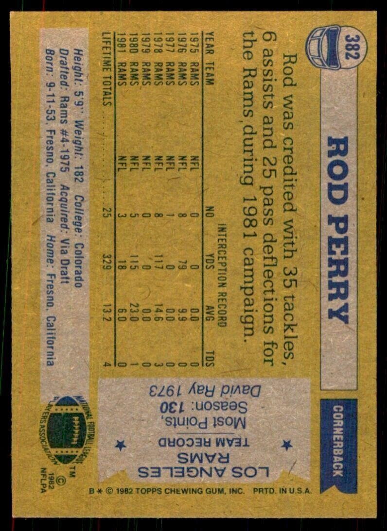 1982 Topps: Rod Perry Los Angeles Rams #382