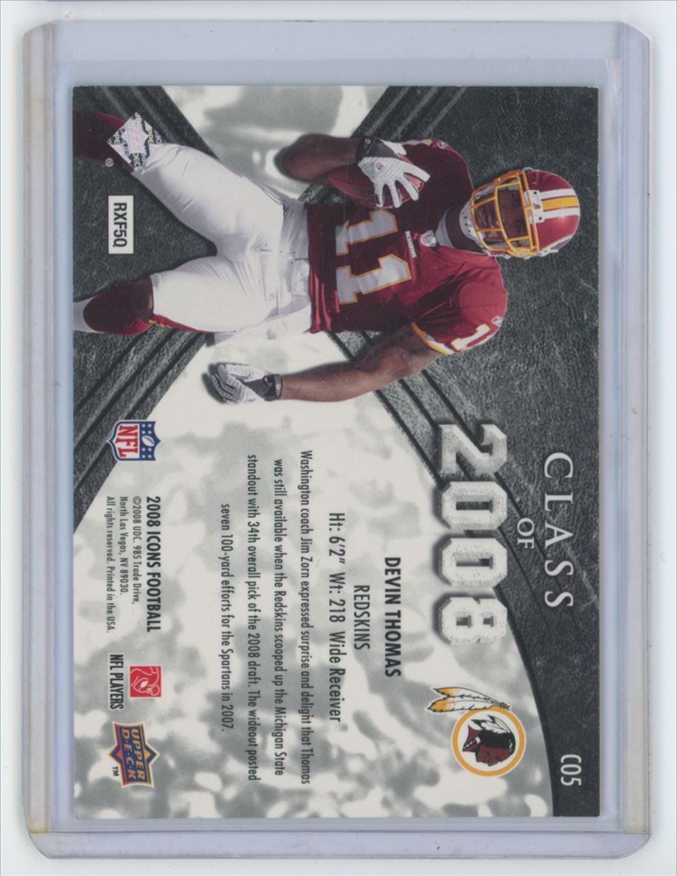 2008 Upper Deck Icons Devin Thomas .  564/750 Washington Redskins #C05