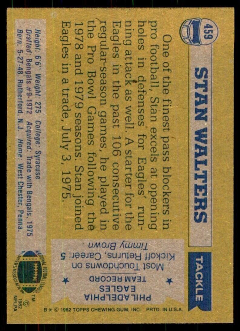 1982 Topps\ Stan Walters Philadelphia Eagles #459