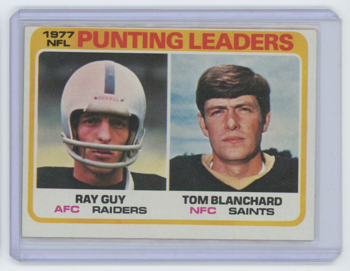 1978 TOPPS 1977 NFL PUNTING LEADERS RAY GUY/TOM BLANCHARD . OAKLAND RAIDERS/NEW