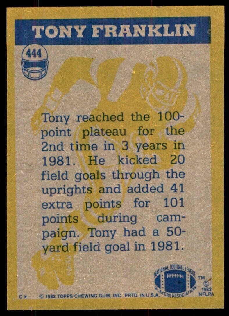 1982 Topps~ Tony Franklin Philadelphia Eagles #444