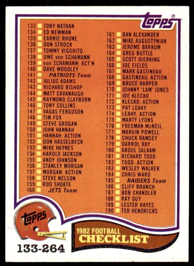 1982 Topps` Checklist 133-264. #526