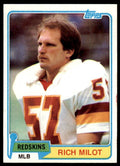 1981 TOPPS RICH MILOT ROOKIE . WASHINGTON REDSKINS #321